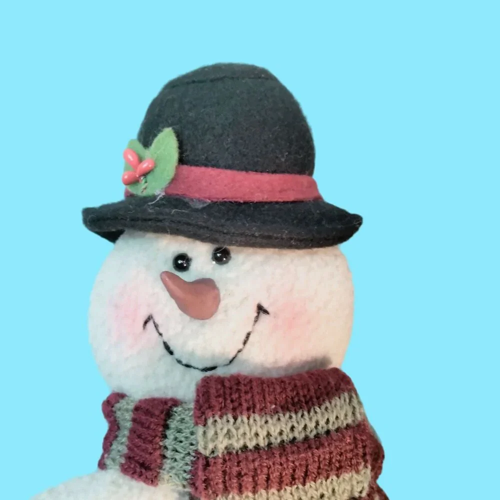 Snowman Plush Gift Candy Bag Scarf Hat Christmas Decoration White Fleece